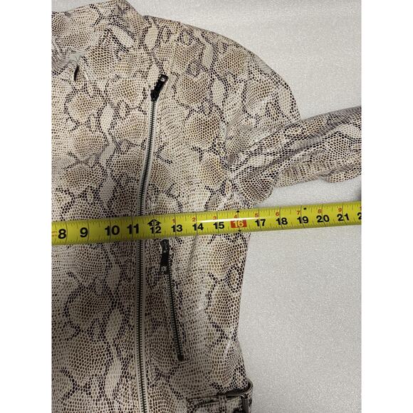 Vakko Jacket Womens Small Snakeskin Print 100% Leather Asymmetrical Moto Style - Picture 13 of 13